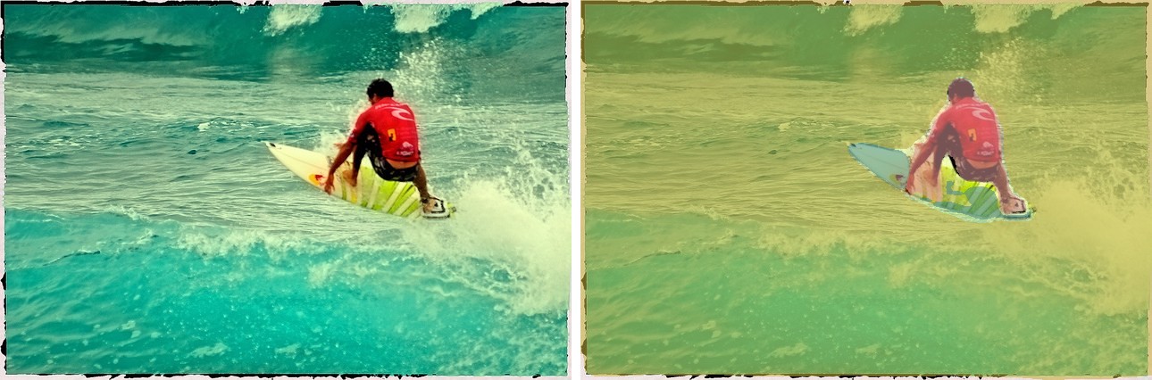 MaskFormer on a surfer: original and overlay