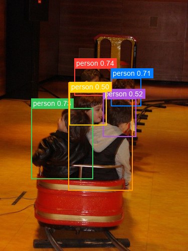 RF-DETR detections of people on a fairground ride