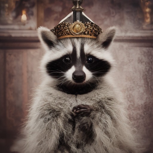 SD-Turbo, one step: a baby raccoon in an italian priest robe, 512px