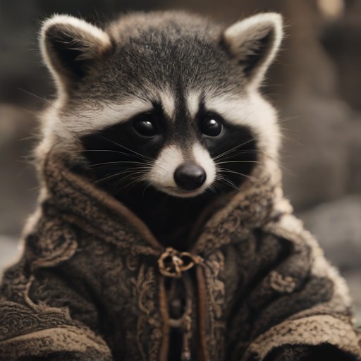 SDXL-Turbo, one step: a baby raccoon in an italian priest robe, 512px